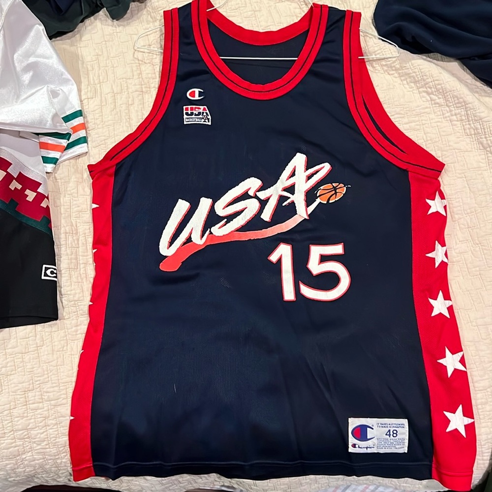 Hakeem Olajuwon #15 Team USA Dream Team Champion Jersey size 48 (XL)